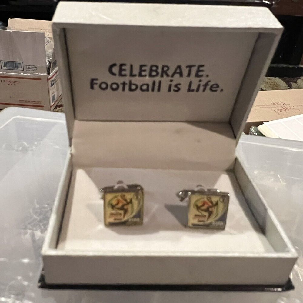 FIFA World Cup Cuff links 2010 South Africa football Soccer Silver Tone Cufflink